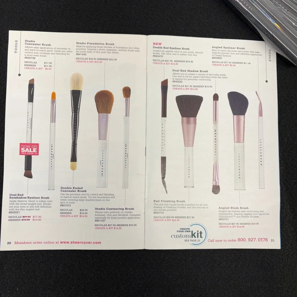 NEW Sheer Cover Lot Makeup Mineral Foundation Brush Set Mascara Travel‎ Brush